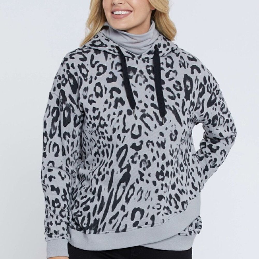New SEVEN animal print hoodie with built in mask gray black small seven7